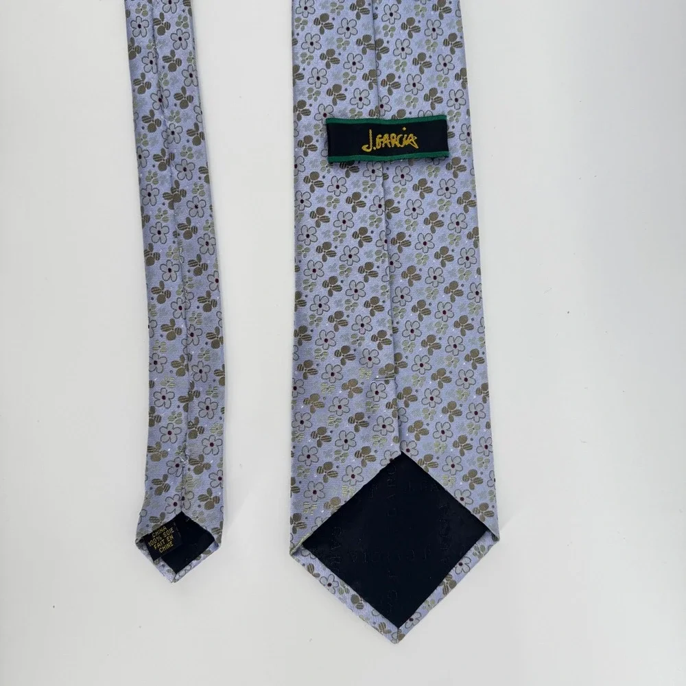 J. Garcia Mens Necktie Floral Blue Brown‎ Flower Pattern Classic Business Dress